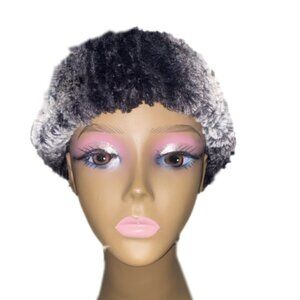 Grey Faux Fur Hat - Gray Cold Girl- Winter y2K Bandana Head Wrap